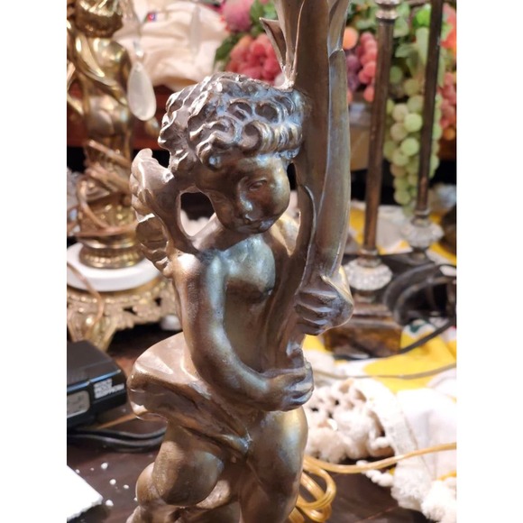 Beaux Arts Regency Cast Vintage Cherub Table Lamp - Picture 4 of 7